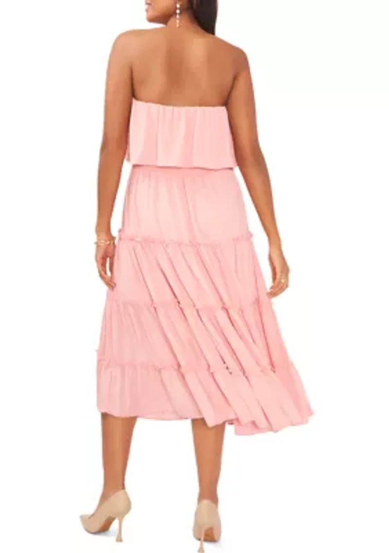 Women's Strapless Ruffle Tiered Maxi Dress