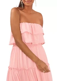 Women's Strapless Ruffle Tiered Maxi Dress