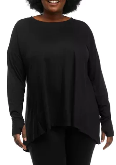 Plus Long Sleeve High Low Swing T-Shirt