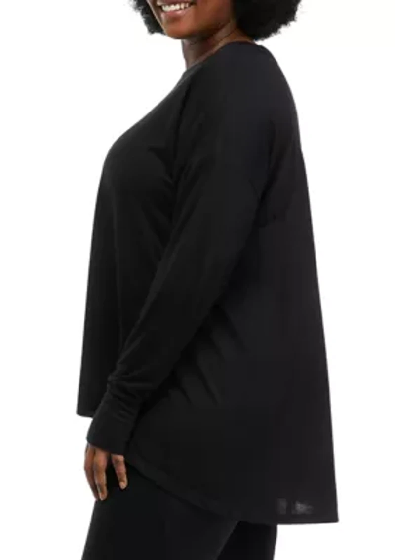 Plus Long Sleeve High Low Swing T-Shirt