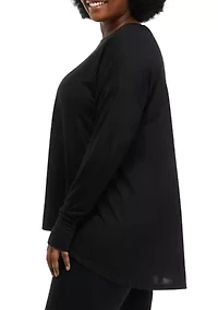 Plus Long Sleeve High Low Swing T-Shirt