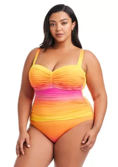 Beat The Heat Shirred Bandeau One Piece Swimsuit