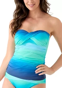 Women's Desert Mirage Ombre Twist Bandeau Tankini Top
