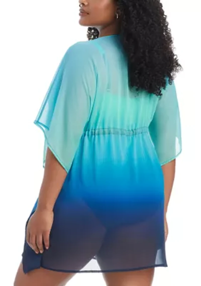 Plus Desert Mirage Ombré Caftan Swim Coverup