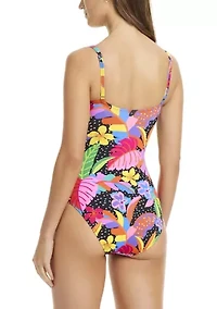 Extra Bold Shirred Bandeau One Piece Swimsuit