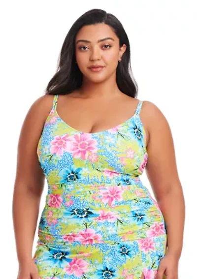 Plus Let's Get Away Tankini Swim Top