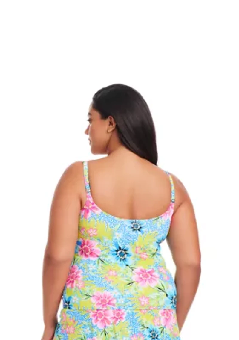 Plus Let's Get Away Tankini Swim Top