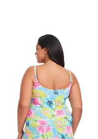 Plus Let's Get Away Tankini Swim Top