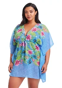 Plus Let's Get Away Chiffon Caftan Swim Coverup