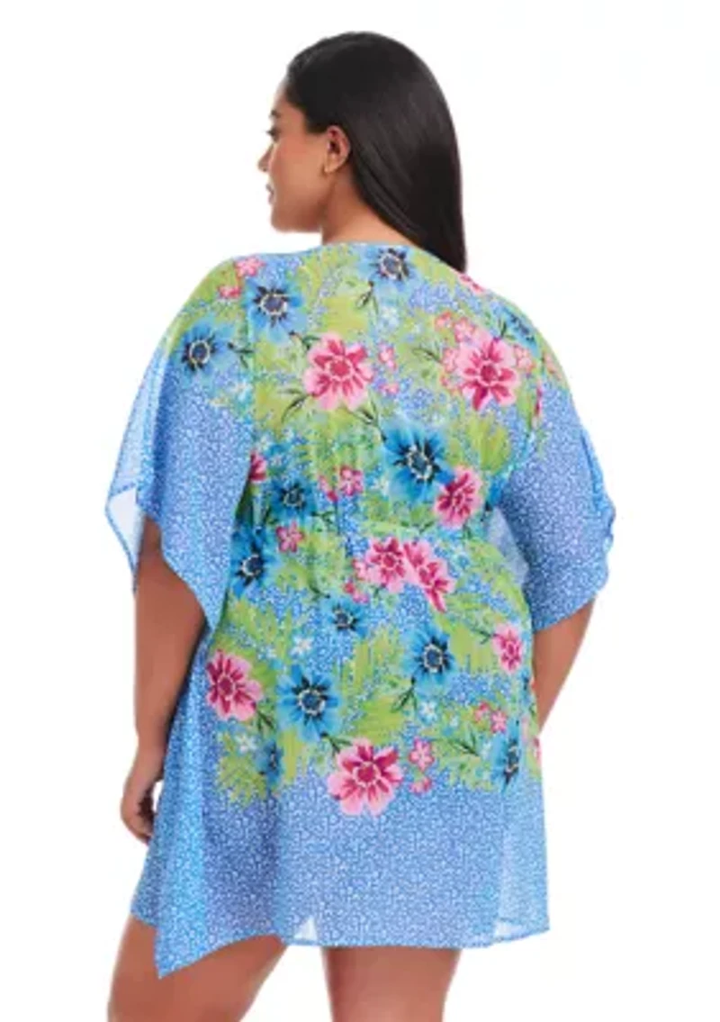 Plus Let's Get Away Chiffon Caftan Swim Coverup
