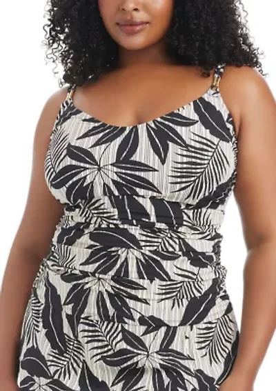 Plus Island Time Scoop Neck Tankini Swim Top