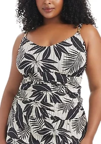 Plus Island Time Scoop Neck Tankini Swim Top