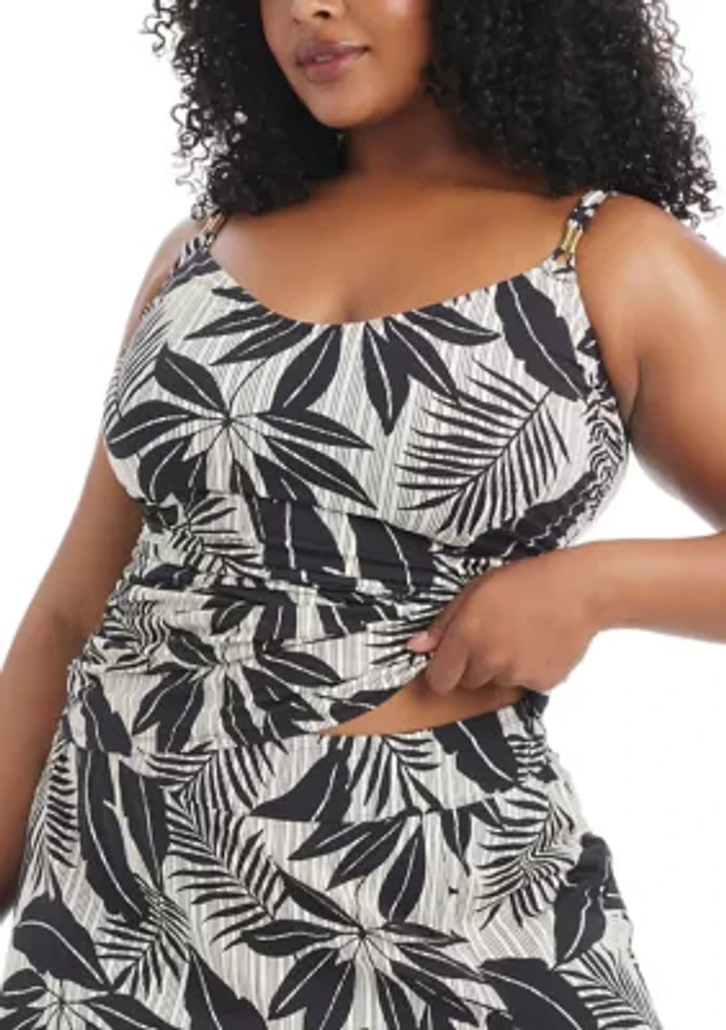 Plus Island Time Scoop Neck Tankini Swim Top