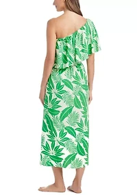 Women's Island Time One Shoulder Ruffled Coverup Midi Dress