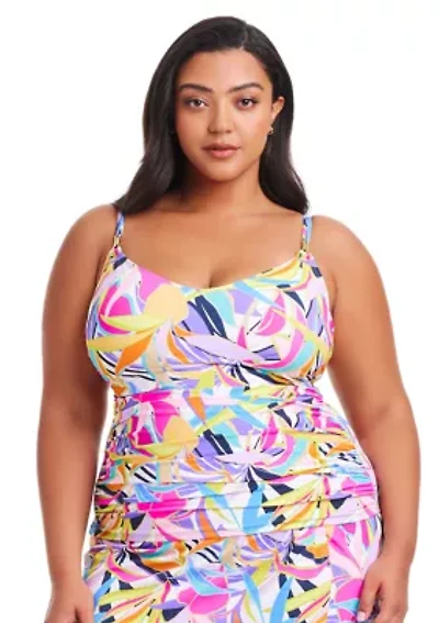Plus Living Color Tankini Swim Top