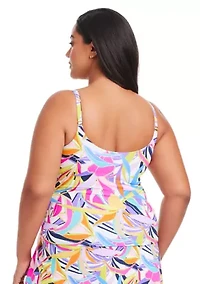 Plus Living Color Tankini Swim Top