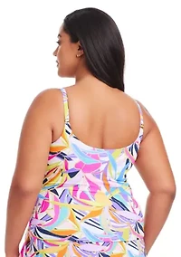 Plus Living Color Tankini Swim Top