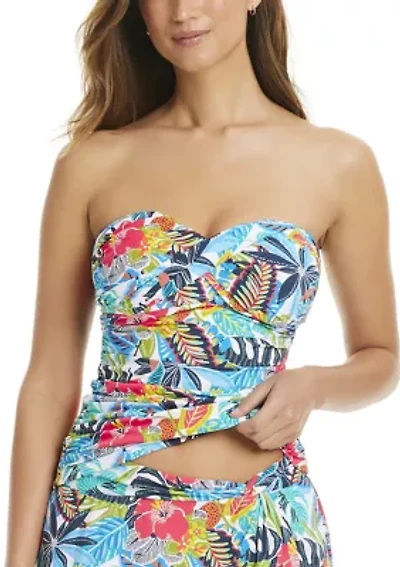 The Living Is Easy Twist Bandeau Tankini Swi Top