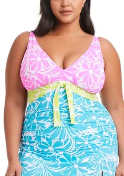 Plus Sock It To Me Plunge Tankini Swim Top