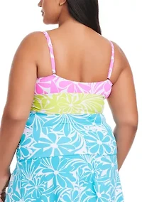 Plus Sock It To Me Plunge Tankini Swim Top