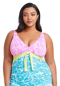 Plus Sock It To Me Plunge Tankini Swim Top