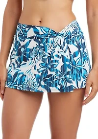 Turning Tides Draped Skirted Hipster Swim Bottoms