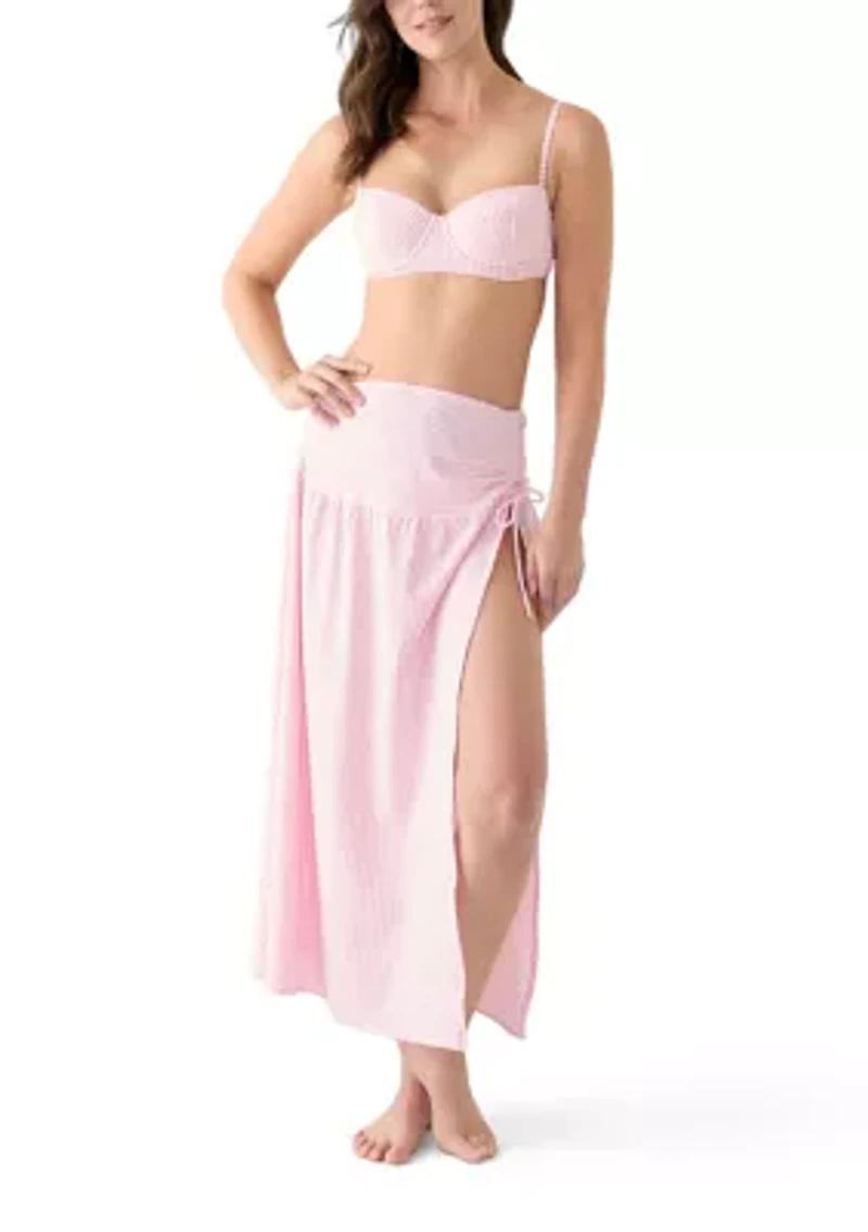 Tide Stripe Swim Cover Up Skirt