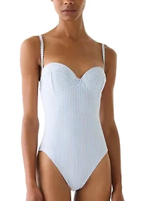 Tidal Stripe Bow Back Underwire One Piece Swimsuit