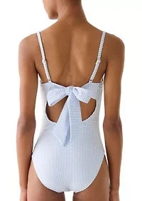 Tidal Stripe Bow Back Underwire One Piece Swimsuit
