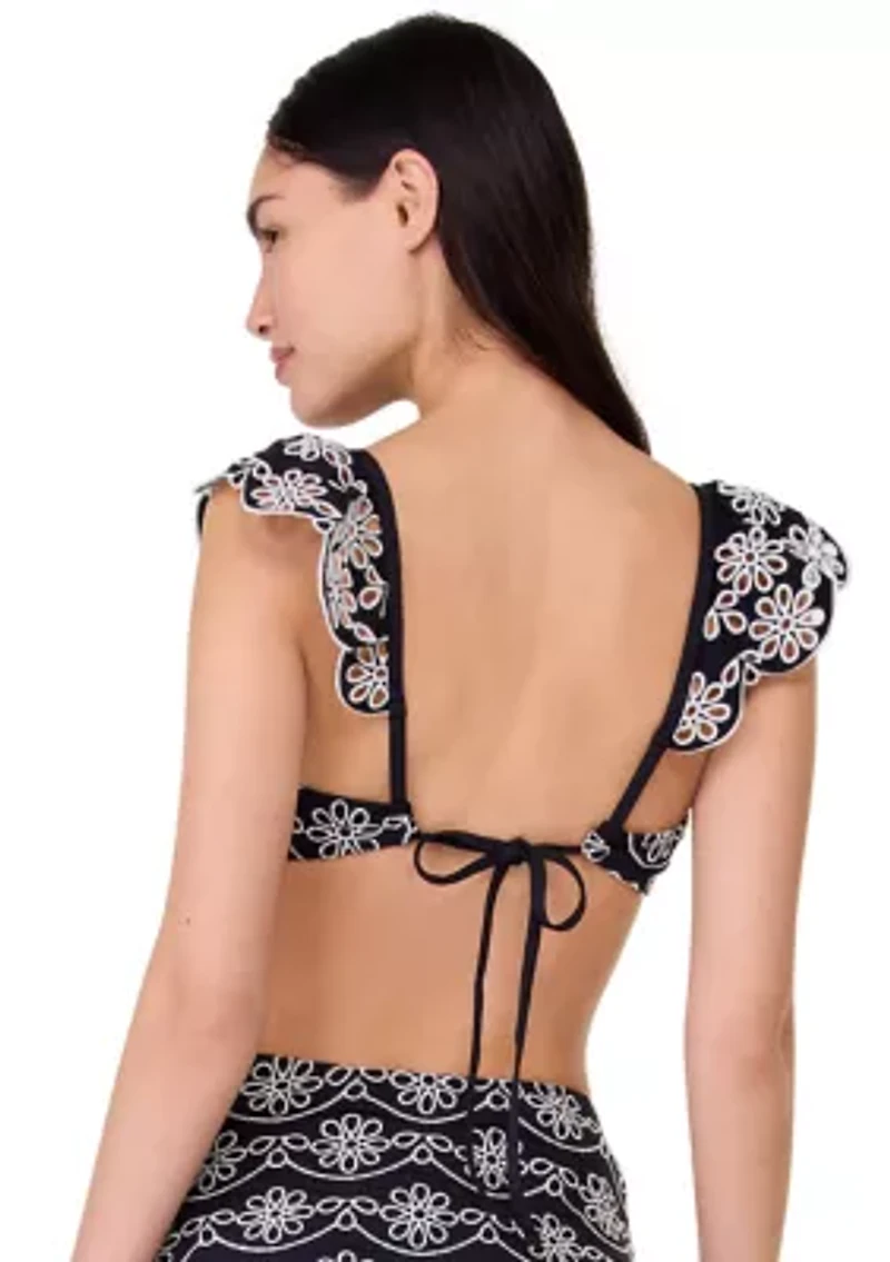 Eyelet Ruffle Swim Bikini Top