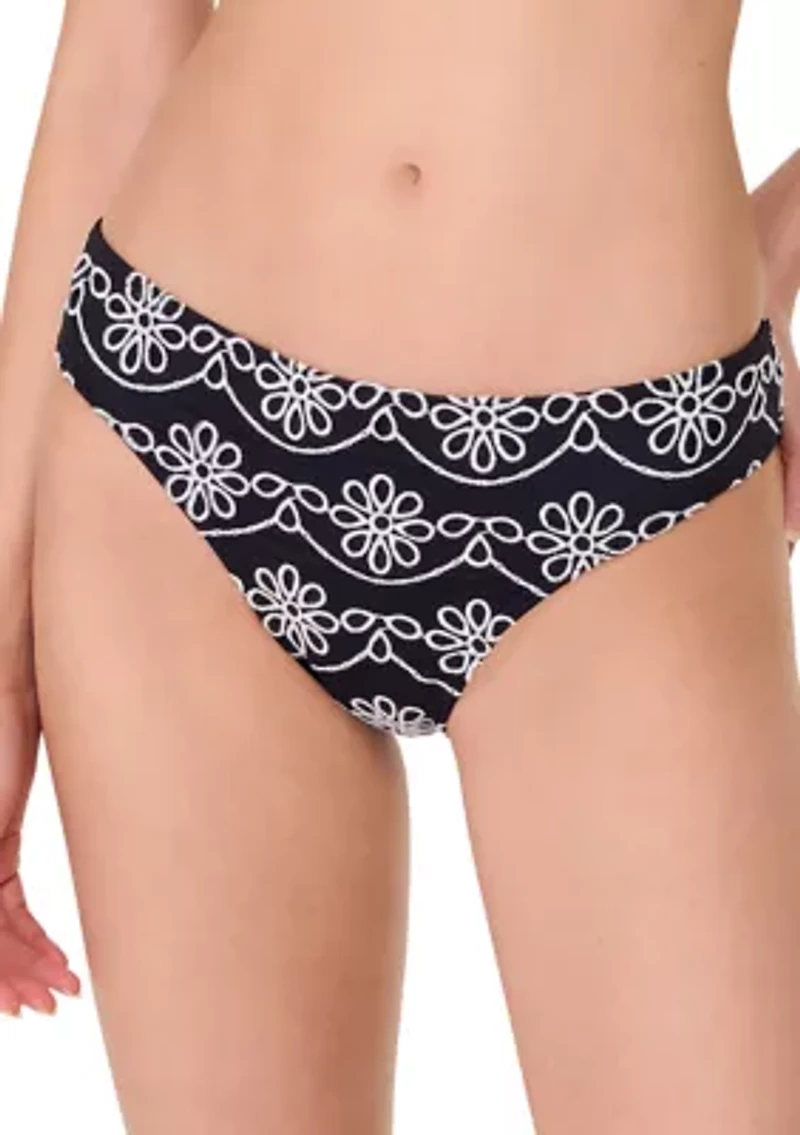 Eyelet High Cut Swim Bikini Bottoms