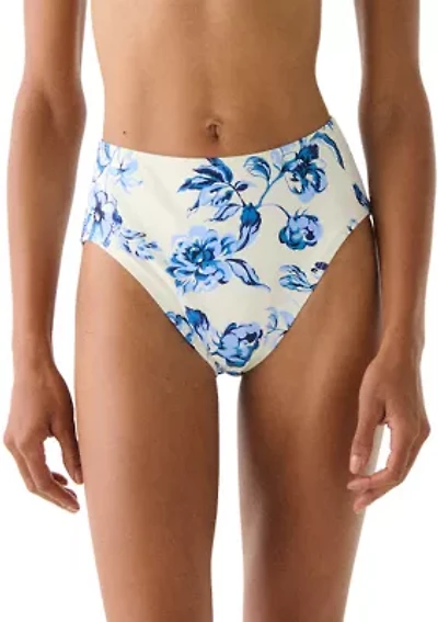 Floral Toile High Leg Waist Swim Bottoms