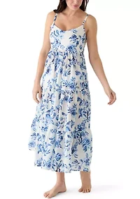 Women's Floral Toile Tier Cover Up Dress