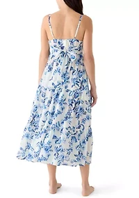 Women's Floral Toile Tier Cover Up Dress