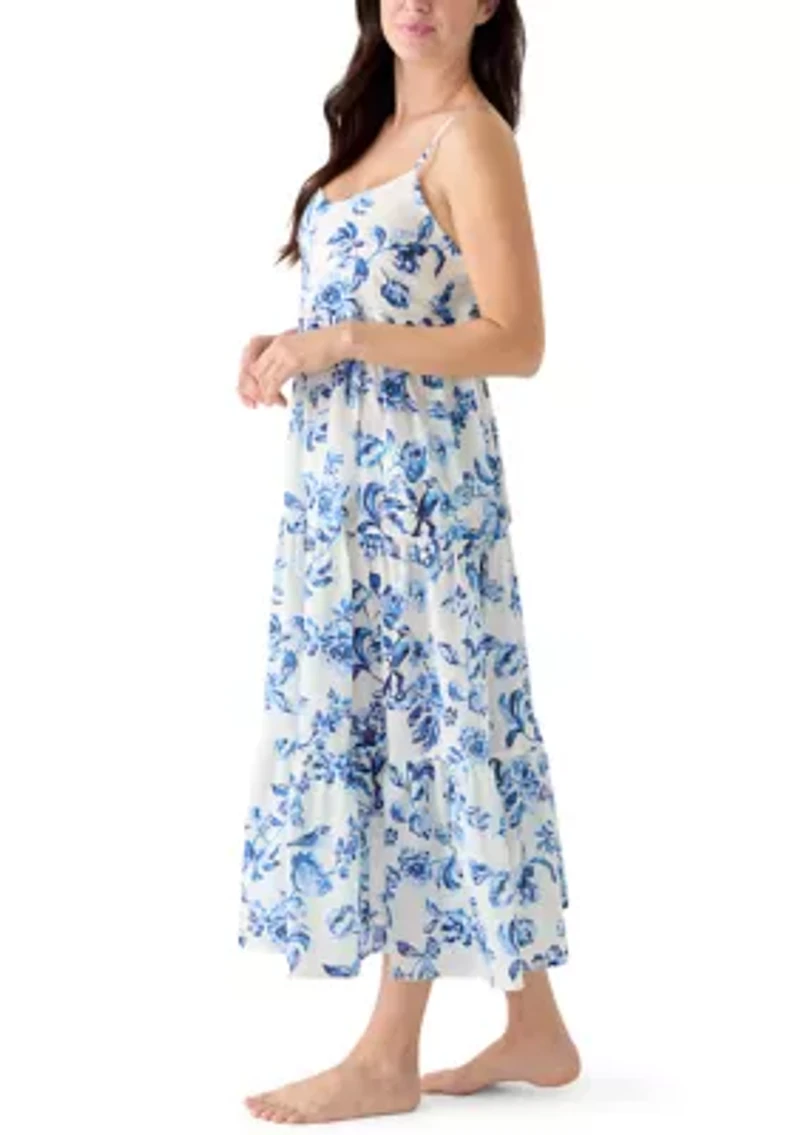 Women's Floral Toile Tier Cover Up Dress
