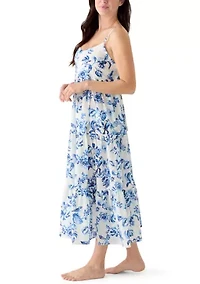 Women's Floral Toile Tier Cover Up Dress