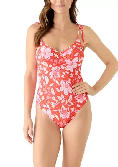 Women's Pretty Paisley V-Neck One Piece Swimsuit