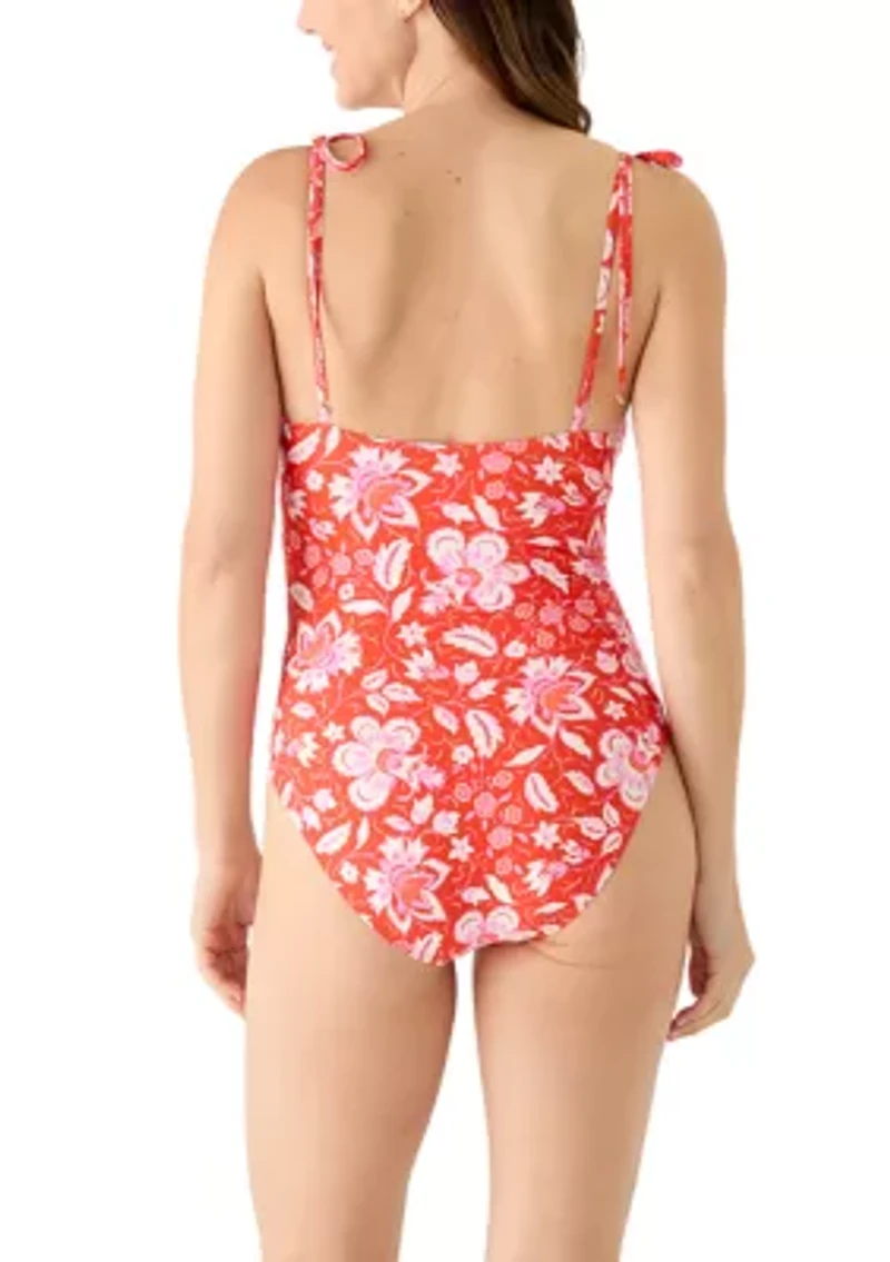 Women's Pretty Paisley V-Neck One Piece Swimsuit