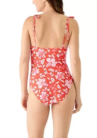 Women's Pretty Paisley V-Neck One Piece Swimsuit