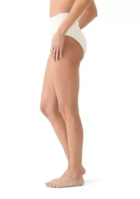 Rosette Solid Shirred High Waist Swim Bottoms
