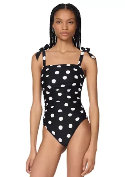 Shirred Dot One Piece Swimsuit