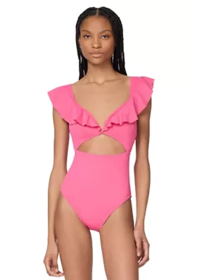 Ruffle V-Wire One Piece Swimsuit