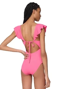 Ruffle V-Wire One Piece Swimsuit
