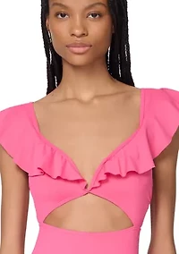 Ruffle V-Wire One Piece Swimsuit