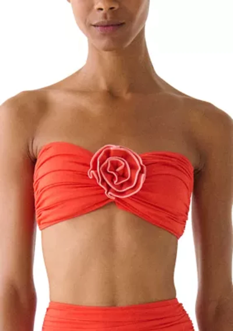 Women's Rosette Bandeau Bikini Swim Top