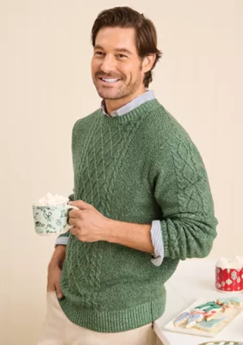 Sewing Down South x Crown & Ivy™ Cable Knit Crewneck Sweater