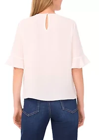 Women's Ruffle Sleeve Solid Blouse