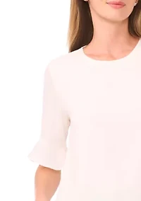Women's Ruffle Sleeve Solid Blouse