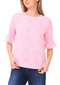 Women's Ruffle Sleeve Floral Blouse