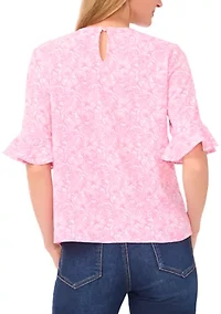 Women's Ruffle Sleeve Floral Blouse